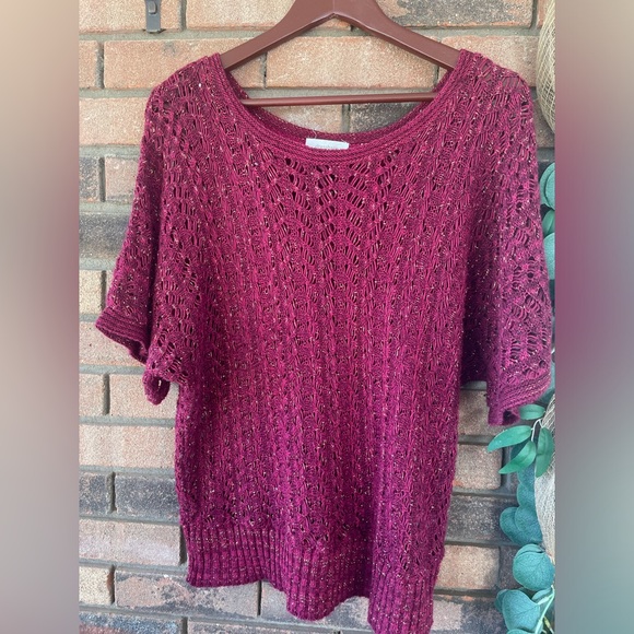 Women’s Dressbarn Open Knit Short Sleeve Sweater 14/16 - Picture 4 of 7